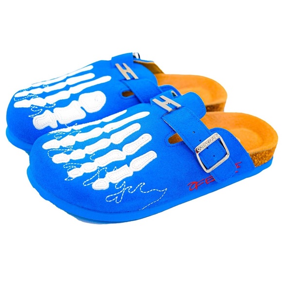 💙🤍 OCTAVIOUS MARKS CLOGS BLUE WHITE 💙🤍 - Picture 1 of 4